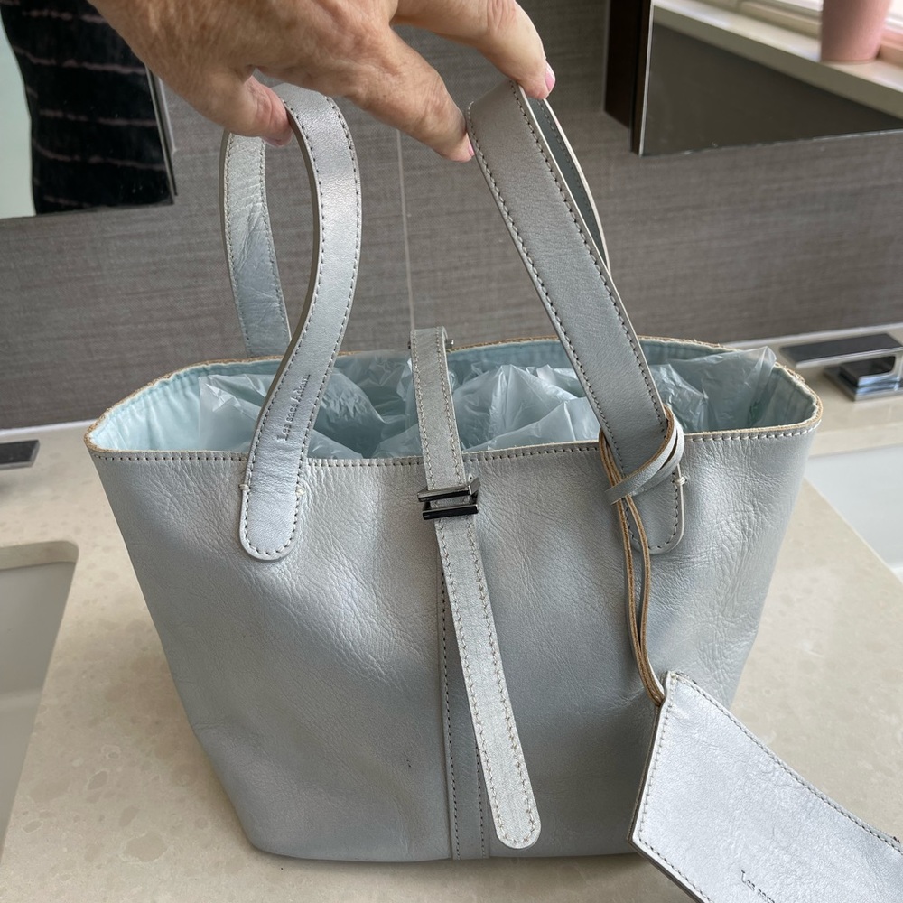 Les Sacs Adam light Blue Leather handbag with small pouch